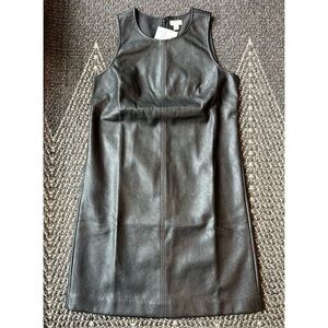 NWT J. Crew Factory Black Faux Leather Mini Dress, size 4
